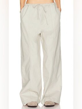 Helsa Workwear Drawcord Pants Cotton Elastic Waistband Pockets Canvas Low Rise